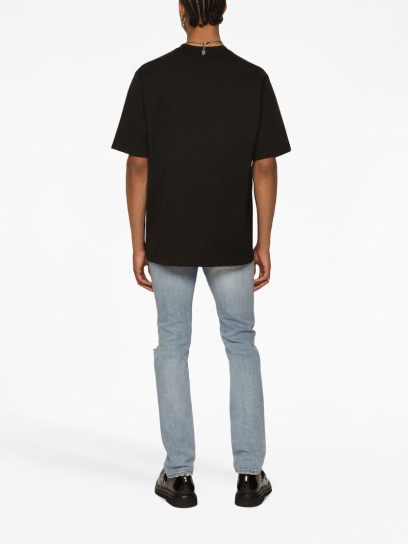 Black Cotton Logo Print T-shirt