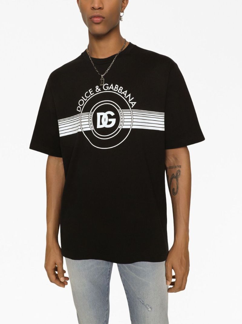 Black Cotton Logo Print T-shirt