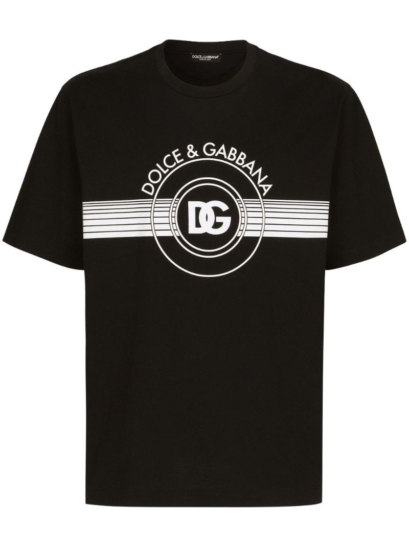 Black Cotton Logo Print T-shirt
