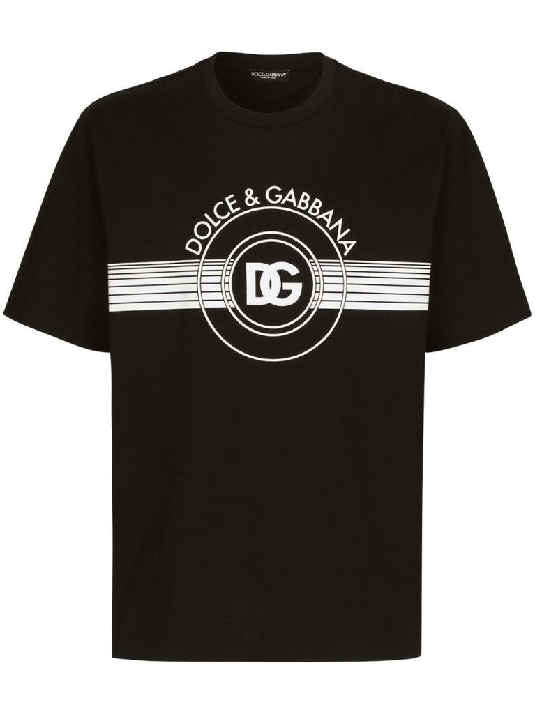Black Cotton Logo Print T-shirt