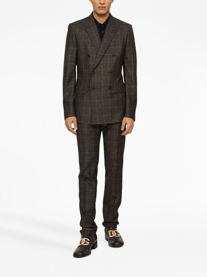 Brown Plaid Check Tailored Trousers