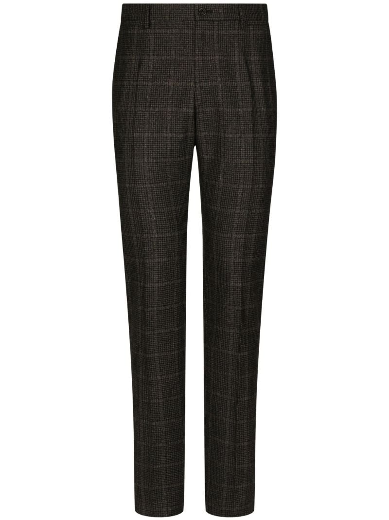Brown Plaid Check Tailored Trousers