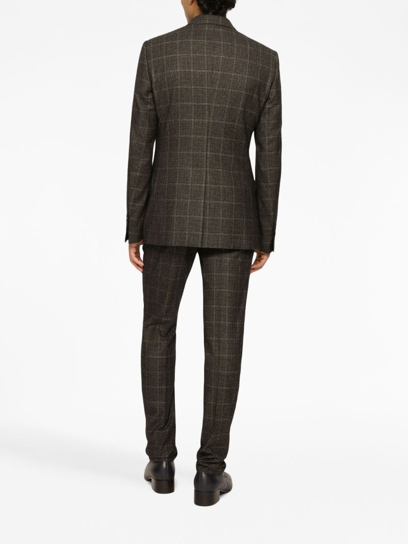 Brown Plaid Check Tailored Trousers