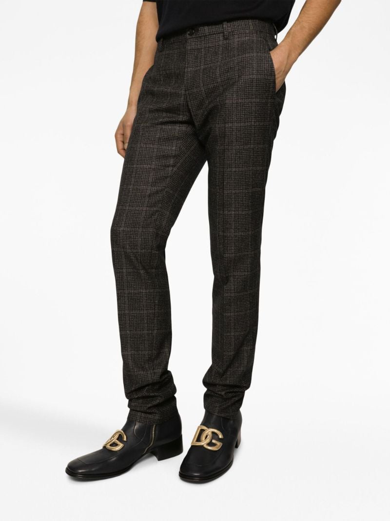 Brown Plaid Check Tailored Trousers