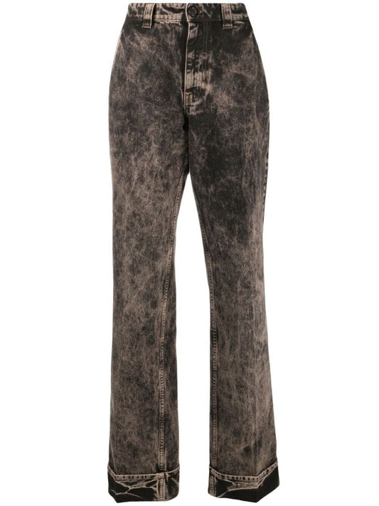 Black Stonewashed Flared Jeans