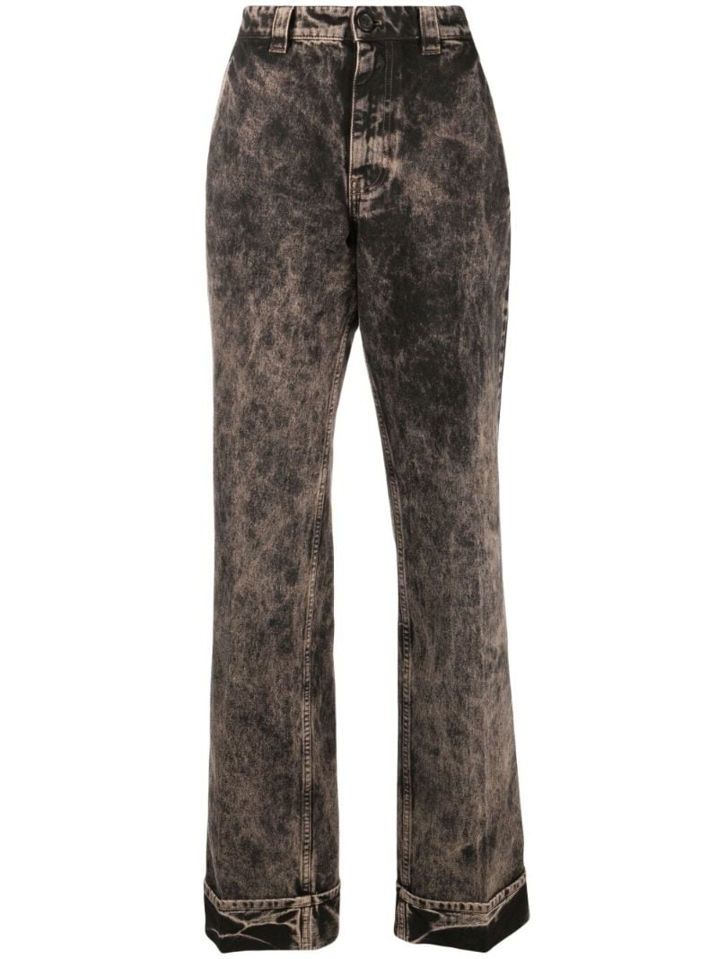 Black Stonewashed Flared Jeans