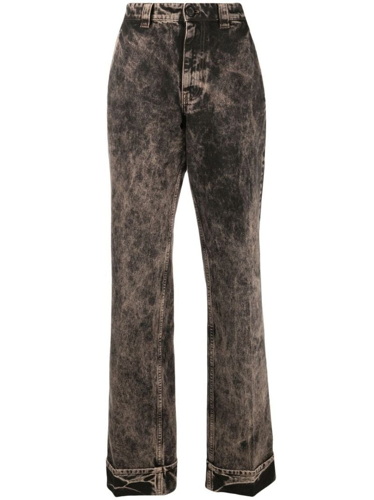 Black Stonewashed Flared Jeans