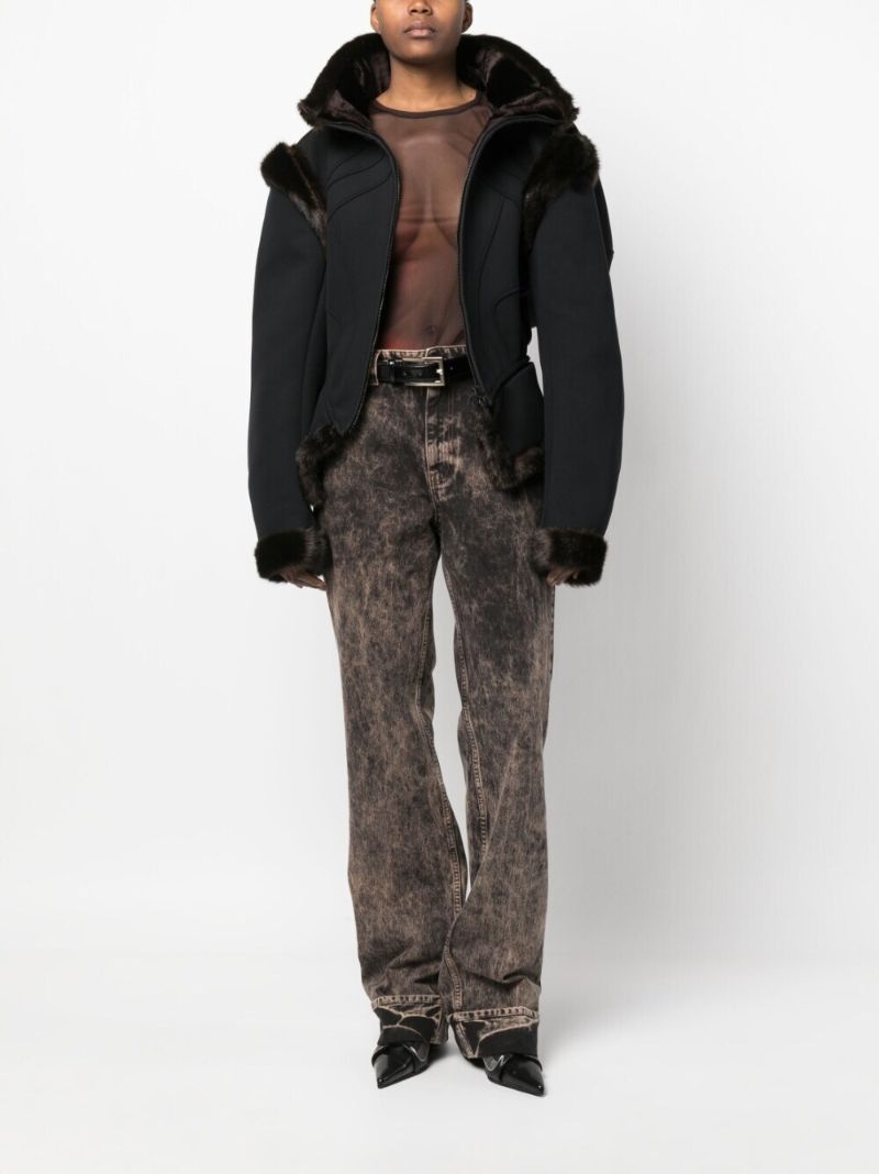 Black Stonewashed Flared Jeans