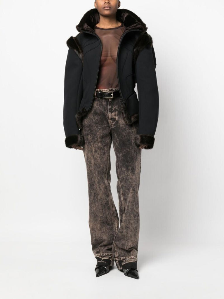 Black Stonewashed Flared Jeans