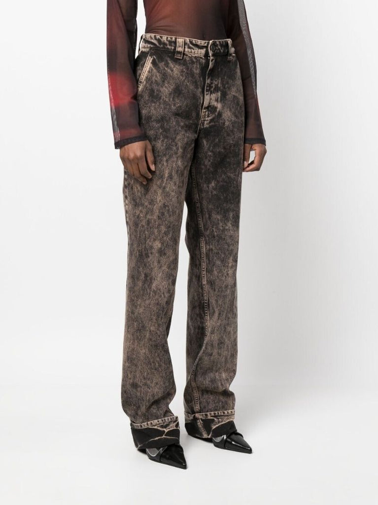 Black Stonewashed Flared Jeans