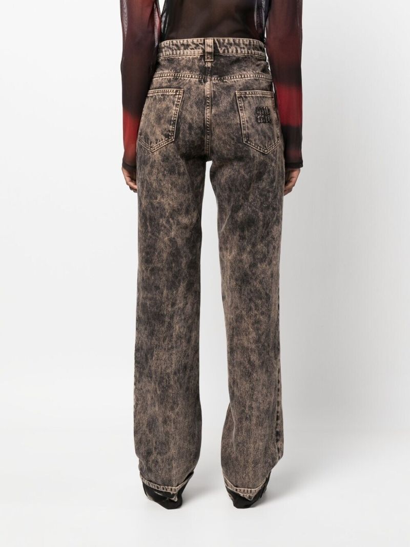 Black Stonewashed Flared Jeans