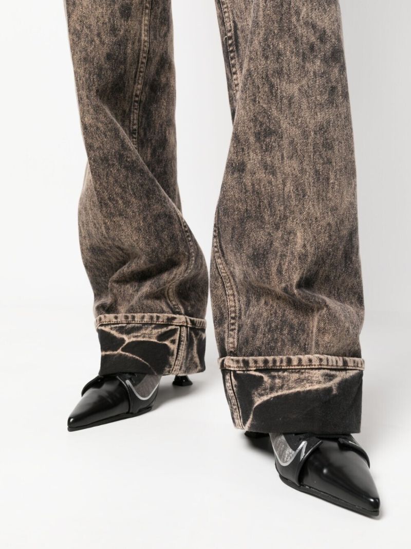 Black Stonewashed Flared Jeans