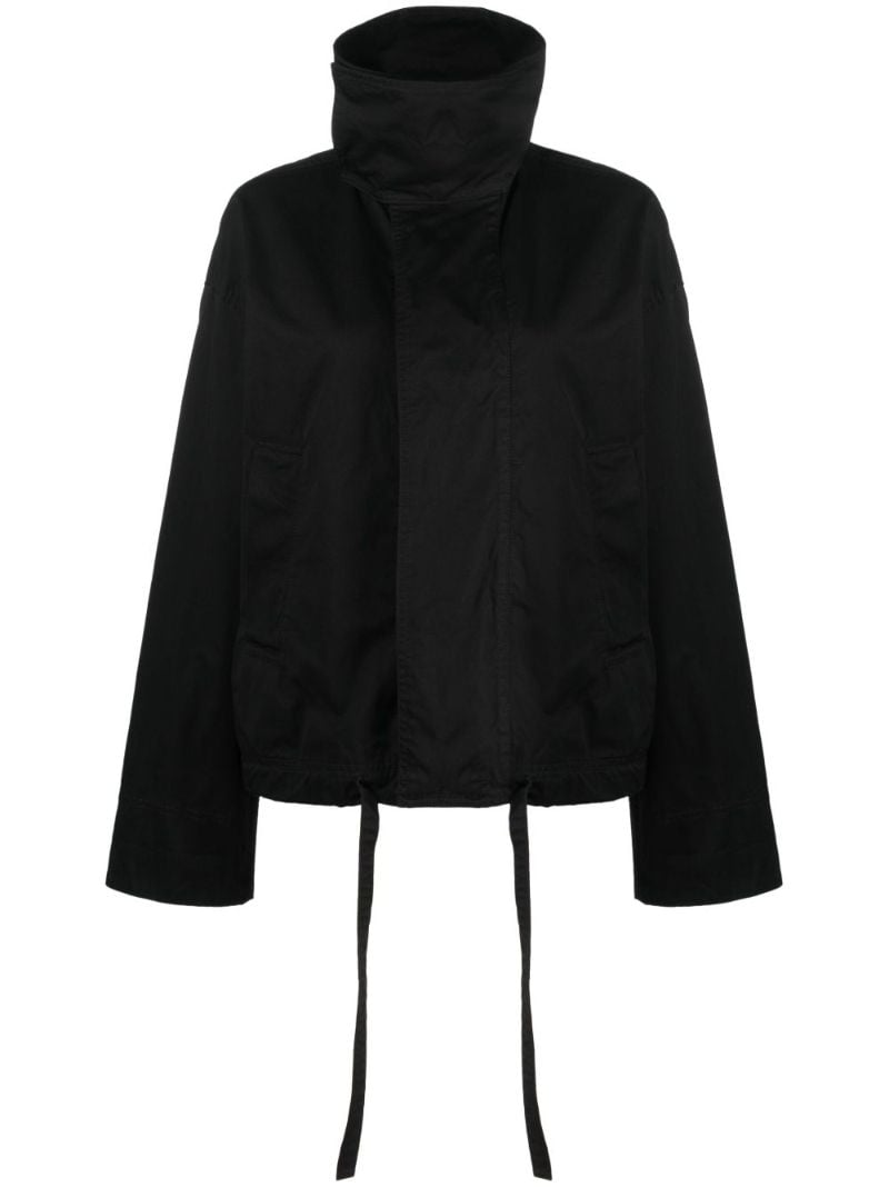 Black High-neck Cotton Blouson Jacket