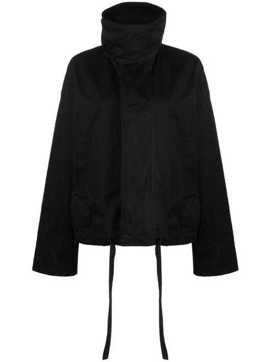 Black High-neck Cotton Blouson Jacket