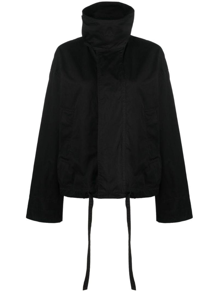Black High-neck Cotton Blouson Jacket