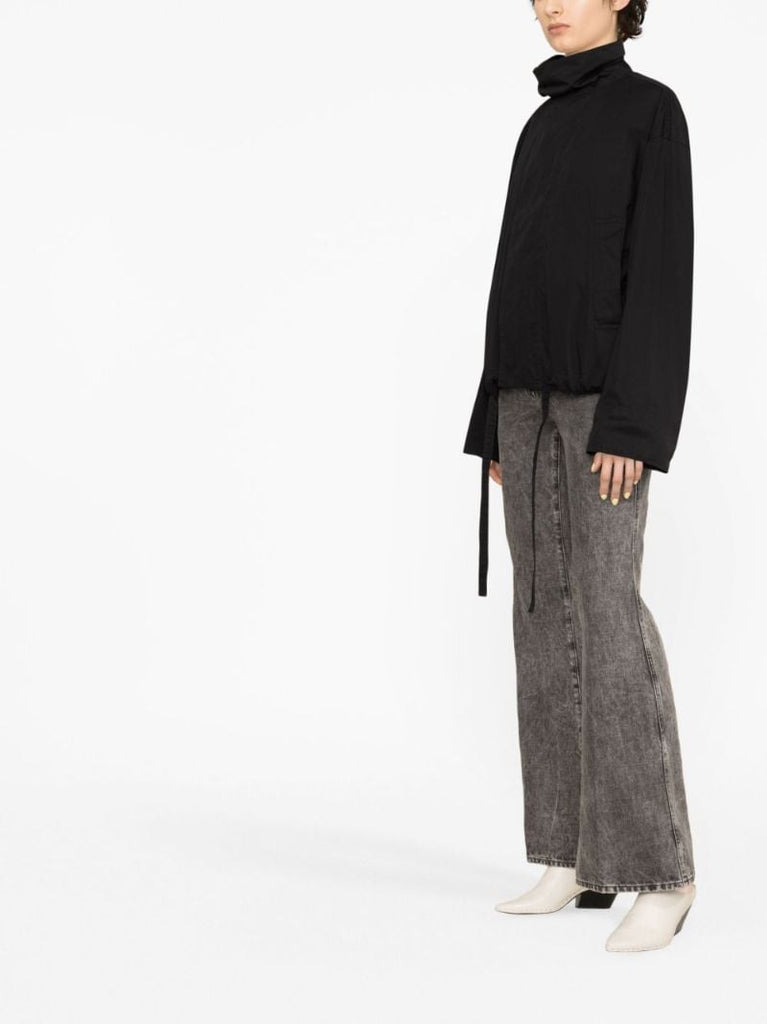 Black High-neck Cotton Blouson Jacket