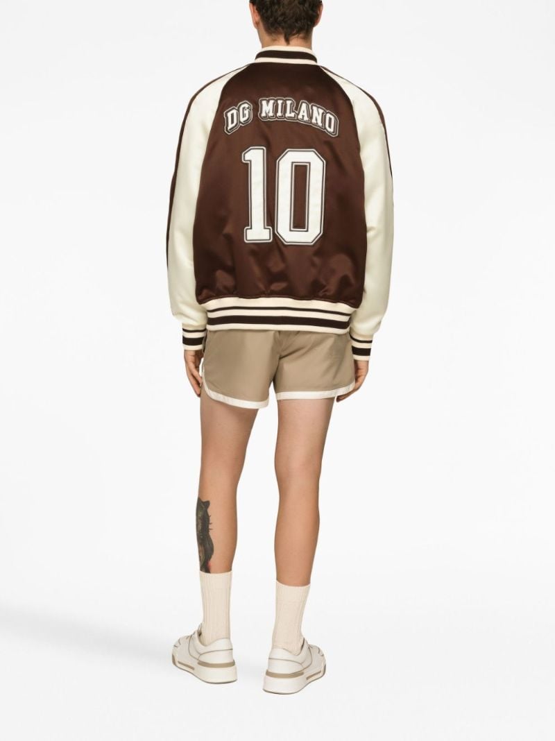 Brown Dg Logo Satin Bomber Jacket