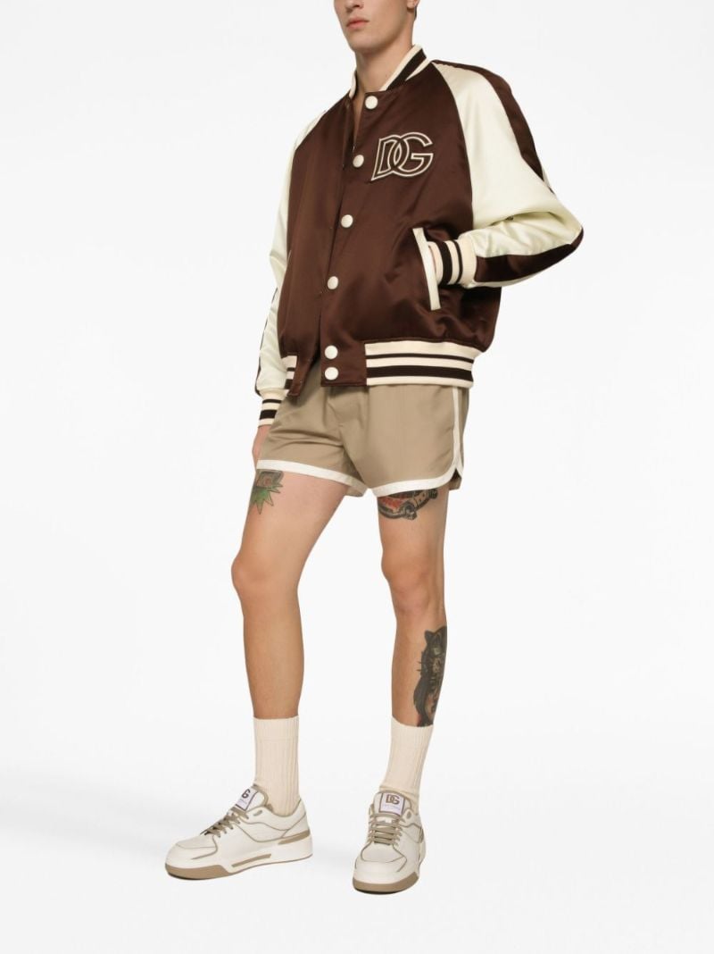 Brown Dg Logo Satin Bomber Jacket