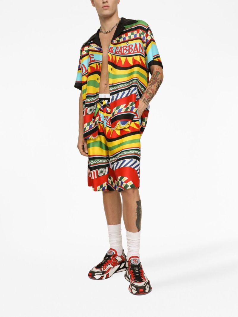 Multicolour Carreto Print Silk Shorts