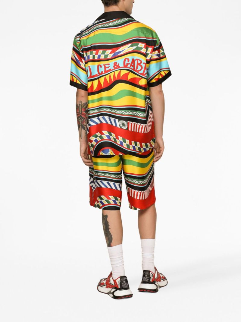 Multicolour Carreto Print Silk Shorts