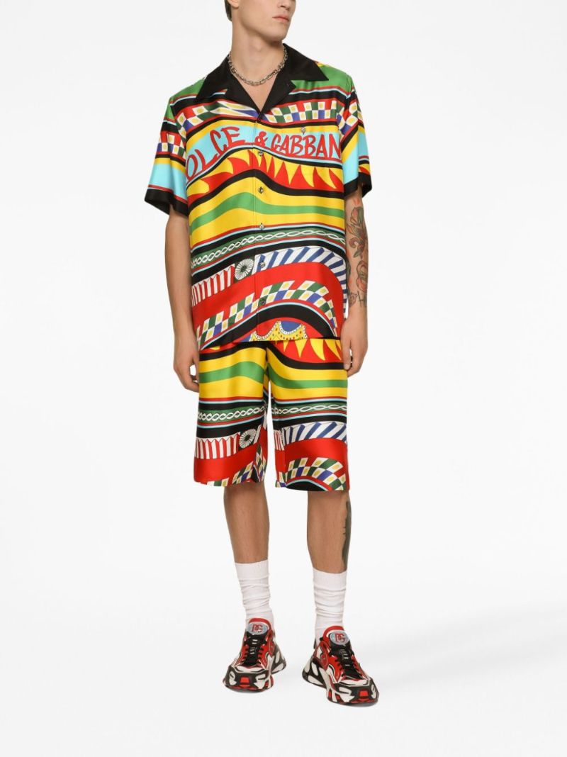 Multicolour Carreto Print Silk Shorts