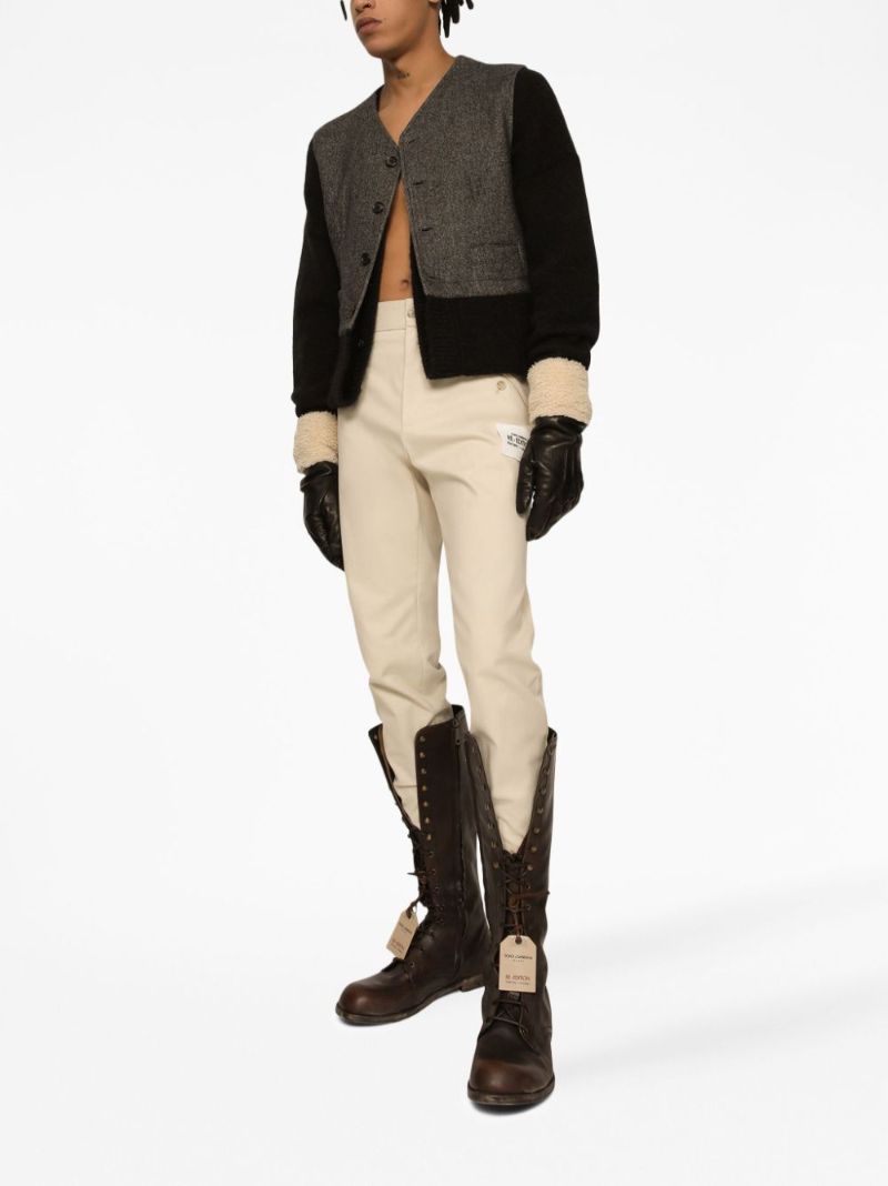 Beige Logo Patch Skinny Trousers