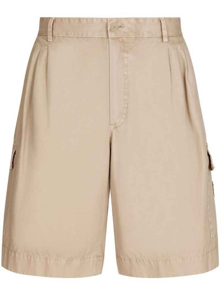Neutral Logo Plaque Cotton Cargo Shorts