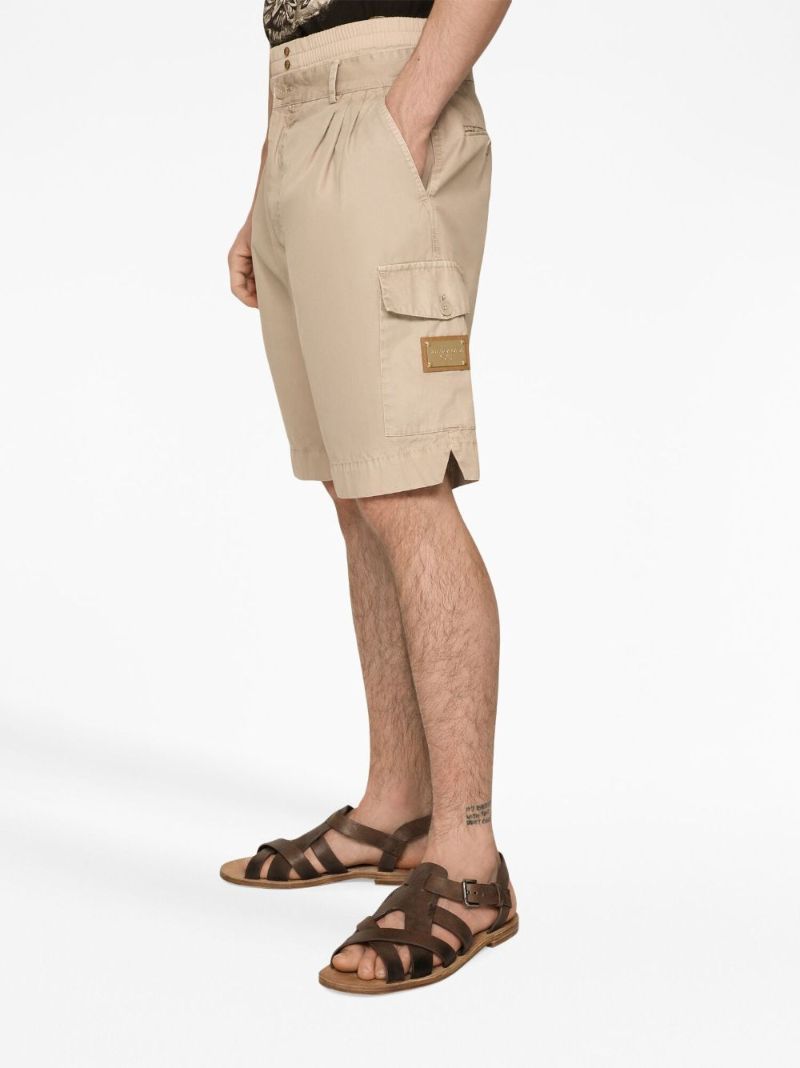 Neutral Logo Plaque Cotton Cargo Shorts
