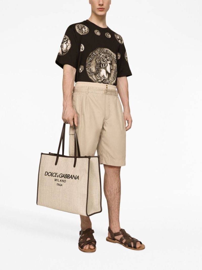 Neutral Logo Plaque Cotton Cargo Shorts