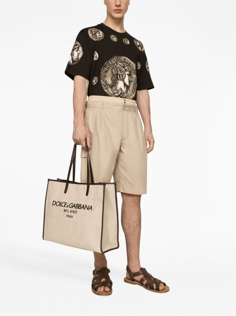 Neutral Logo Plaque Cotton Cargo Shorts