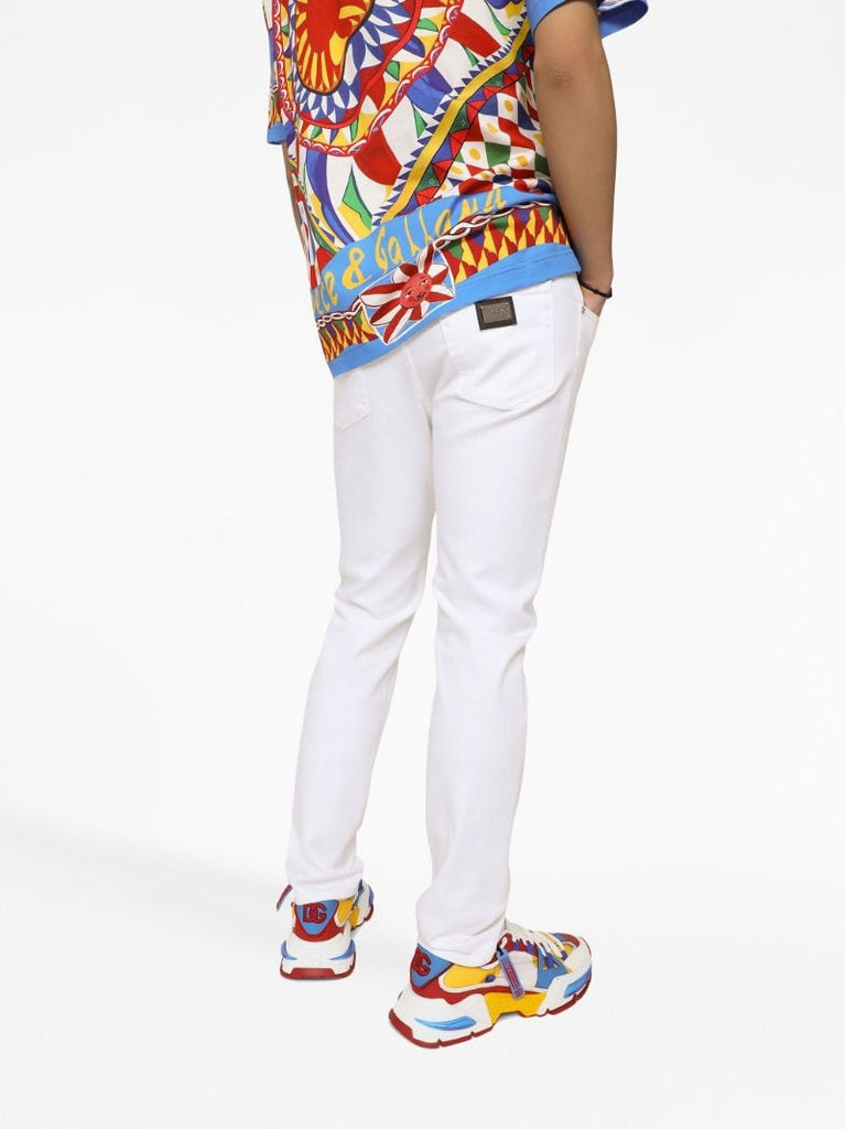 White Logo-plaque Skinny Jeans