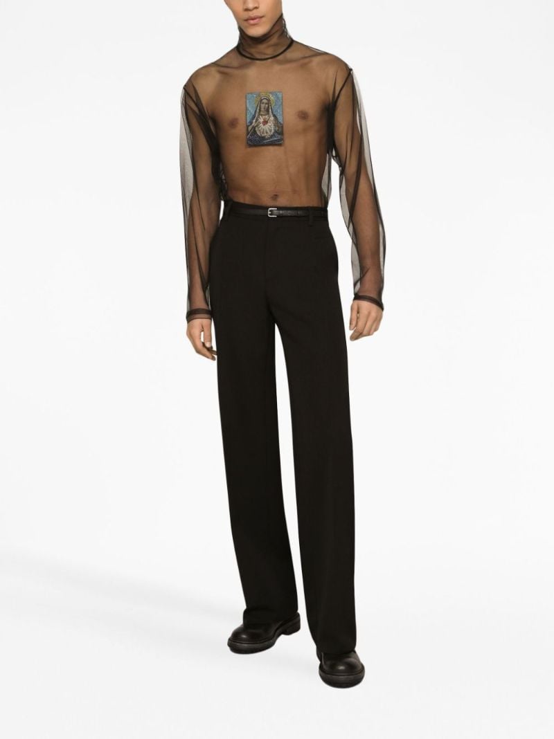 Black Virgin Wool Tailored Trousers