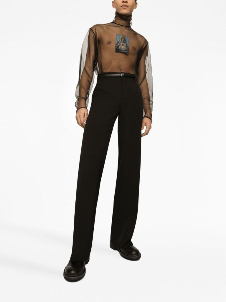 Black Virgin Wool Tailored Trousers