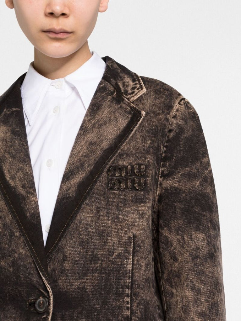 Black Stonewashed Denim Blazer