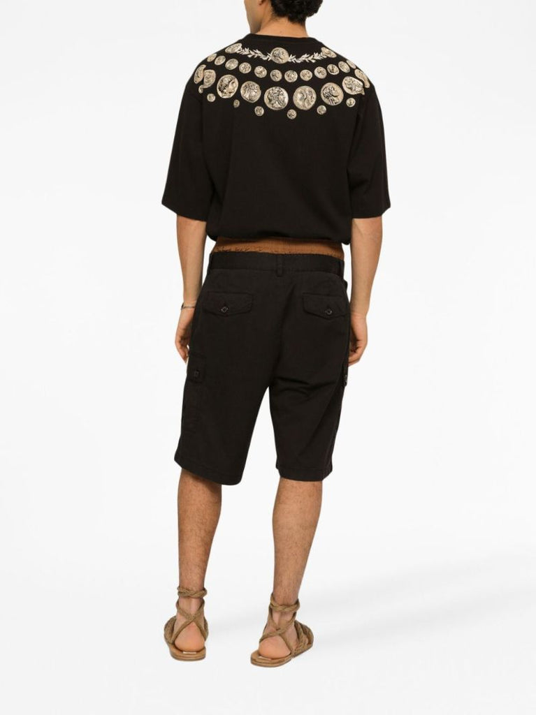 Black Coin Print Cotton T-shirt