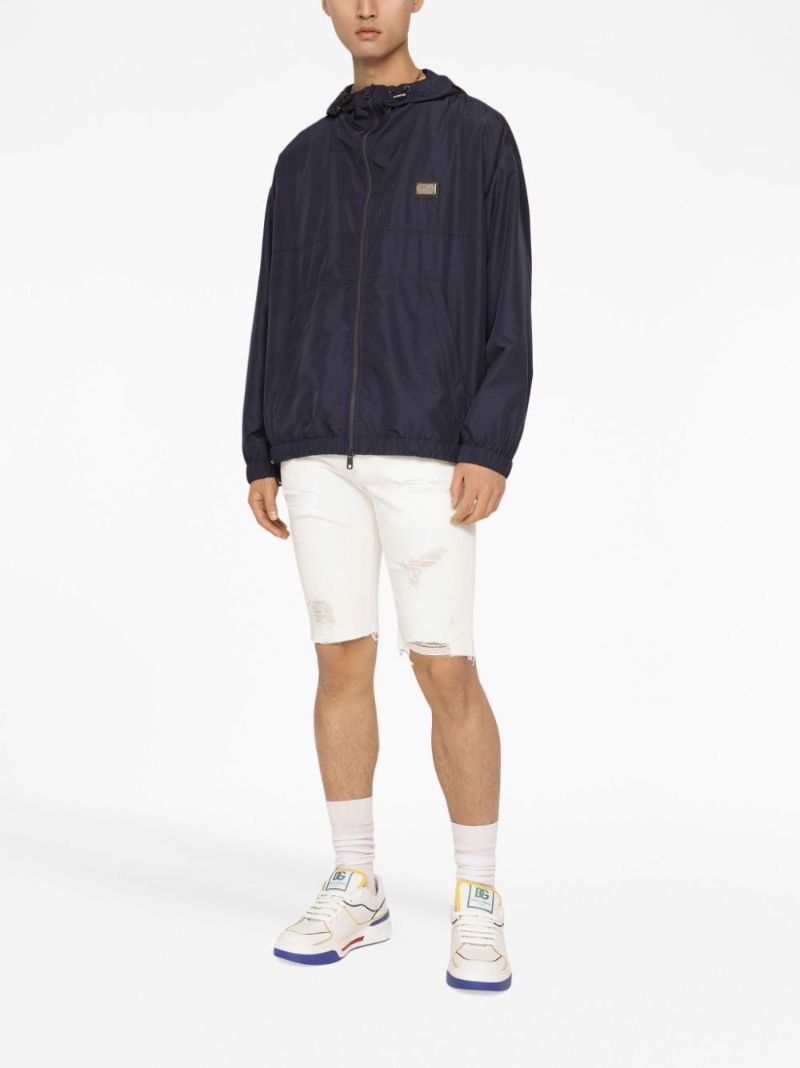 Blue Hooded Windbreaker Jacket