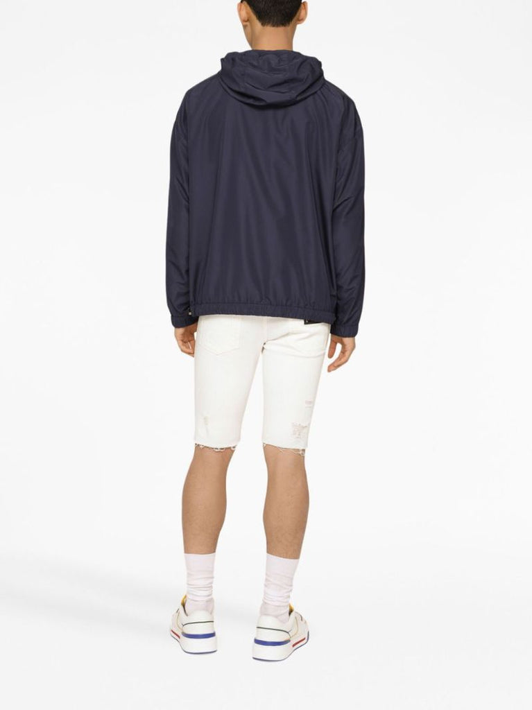 Blue Hooded Windbreaker Jacket