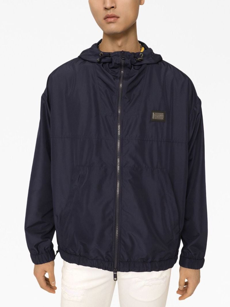 Blue Hooded Windbreaker Jacket