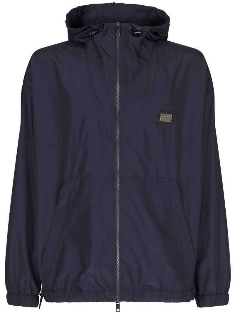 Blue Hooded Windbreaker Jacket