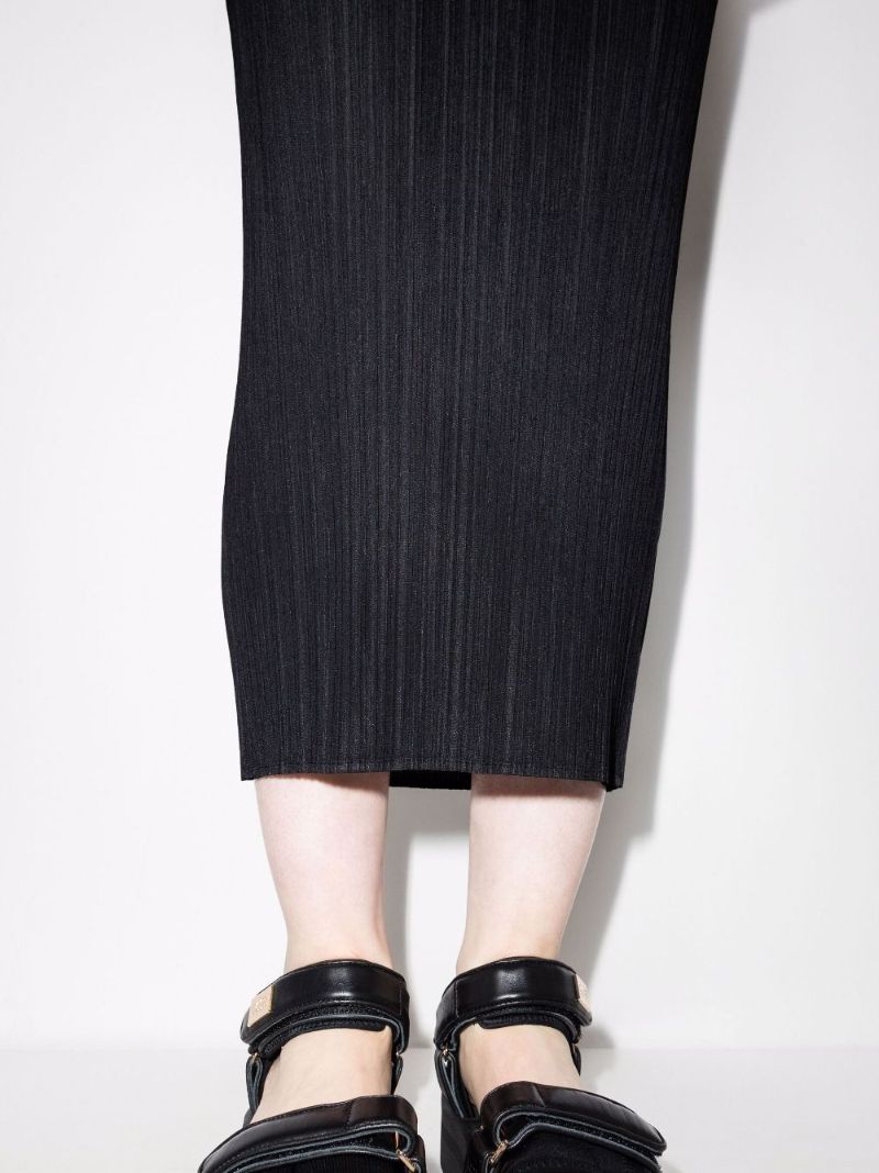 Black Sway PlissÃ_x0083_Â© Sleeveless Midi Dress