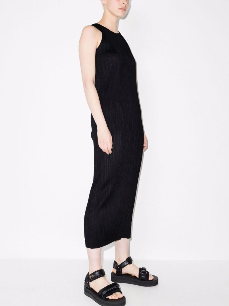 Black Sway PlissÃ_x0083_Â© Sleeveless Midi Dress