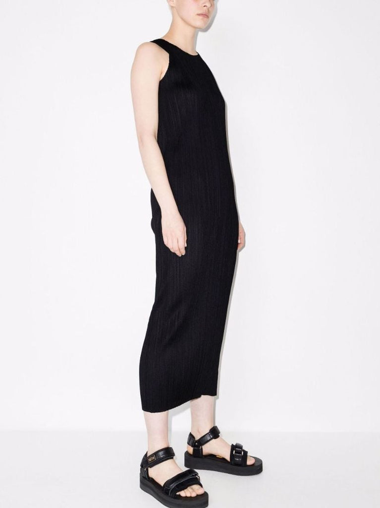 Black Sway PlissÃ_x0083_Â© Sleeveless Midi Dress