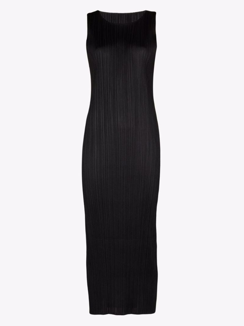 Black Sway PlissÃ_x0083_Â© Sleeveless Midi Dress