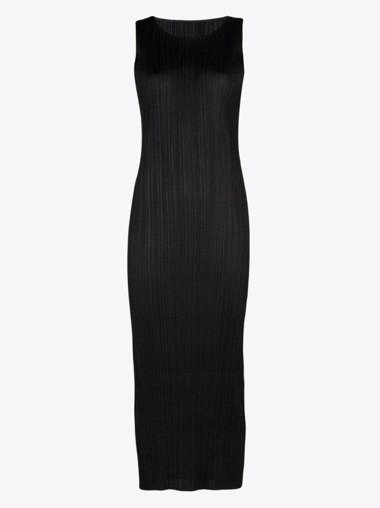 Black Sway PlissÃ_x0083_Â© Sleeveless Midi Dress