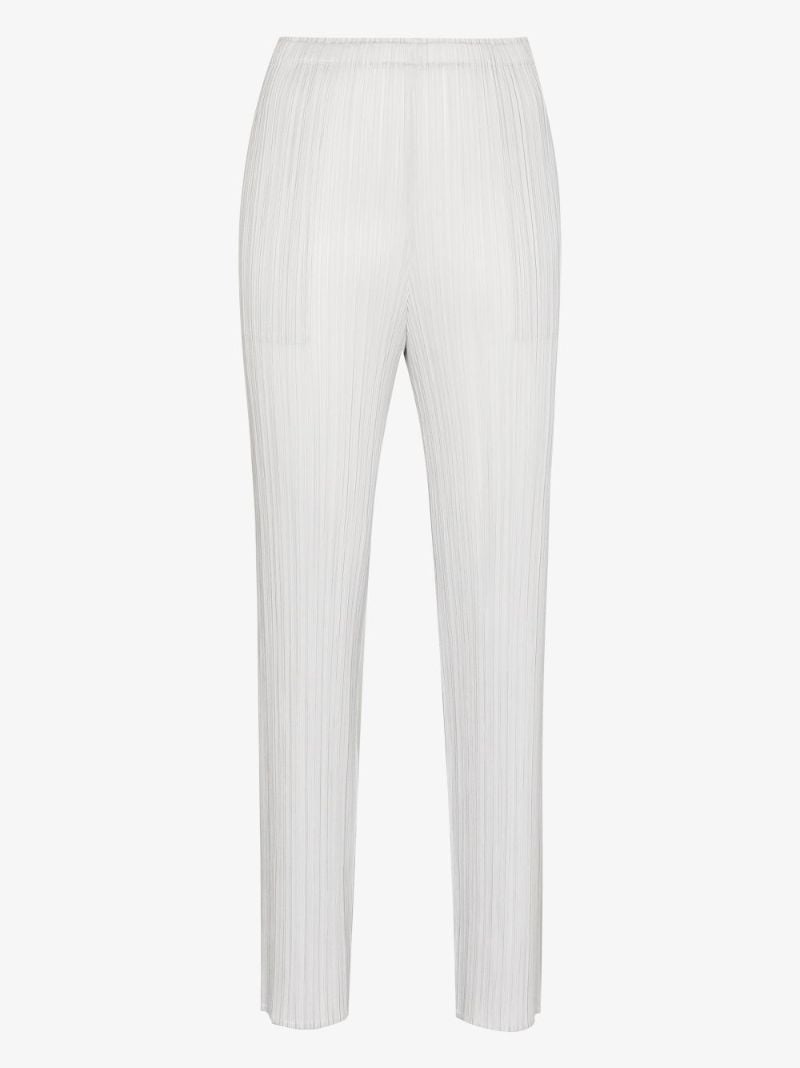 Grey Basic PlissÃ_x0083_Â© Slim Leg Trousers