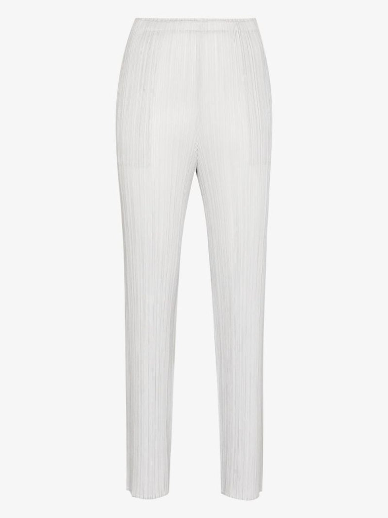 Grey Basic PlissÃ_x0083_Â© Slim Leg Trousers