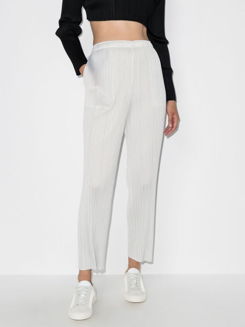 Grey Basic PlissÃ_x0083_Â© Slim Leg Trousers