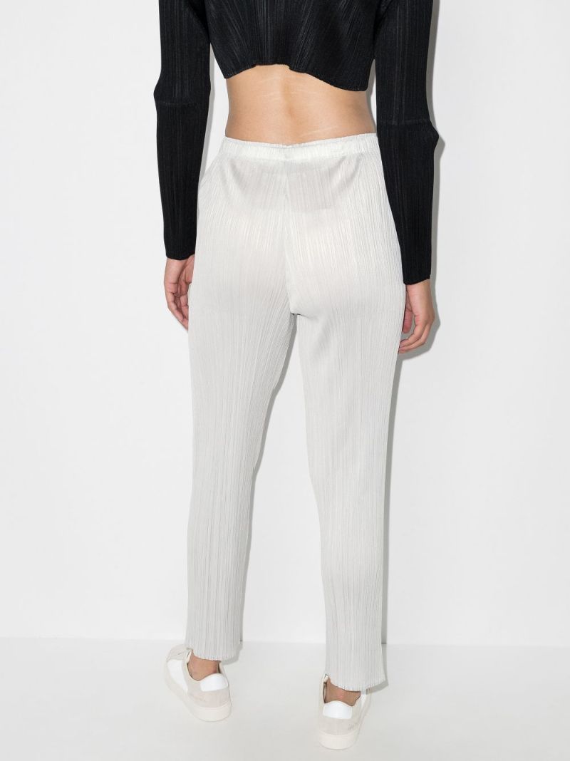 Grey Basic PlissÃ_x0083_Â© Slim Leg Trousers