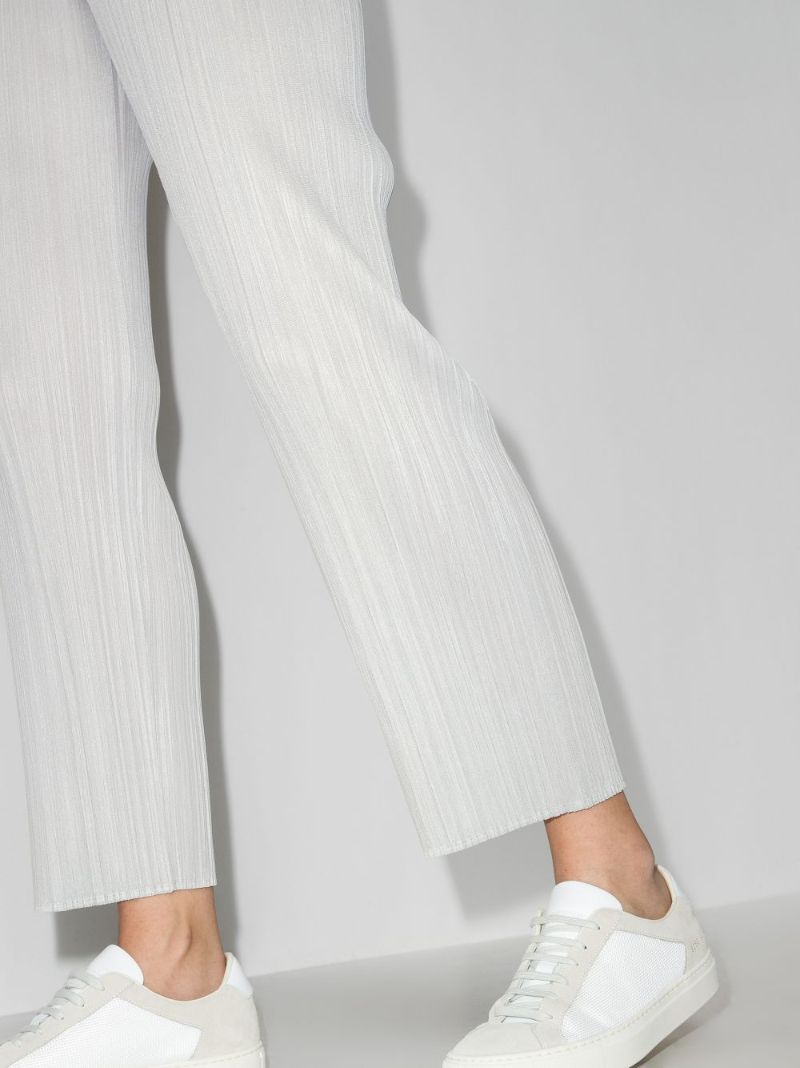 Grey Basic PlissÃ_x0083_Â© Slim Leg Trousers