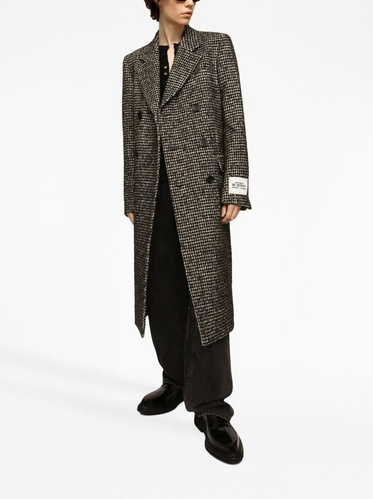 Black Double-breasted Houndstooth Coat